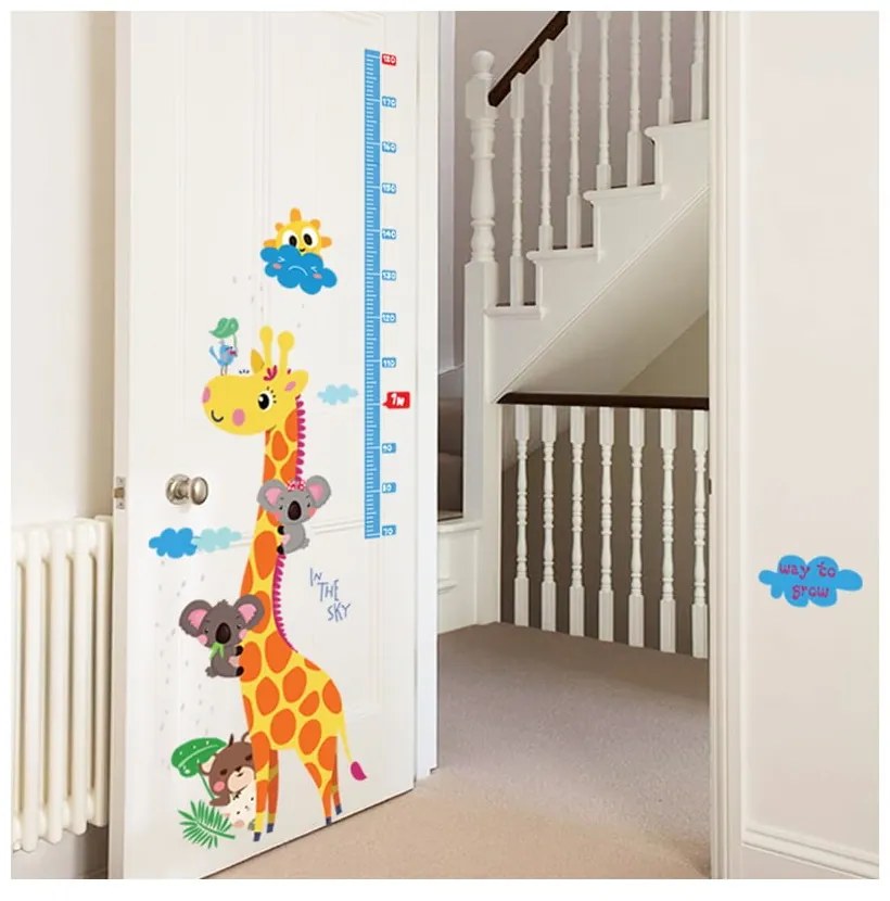 Autocolant pentru copii de tip metru pentru ușă/pentru perete 60x120 cm Giraffe &amp; Koalas – Ambiance