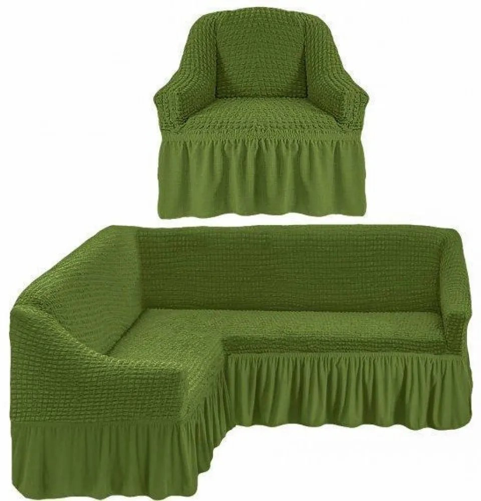Set husa elastica si creponata cu volan pentru coltar + fotoliu, HC-04-1