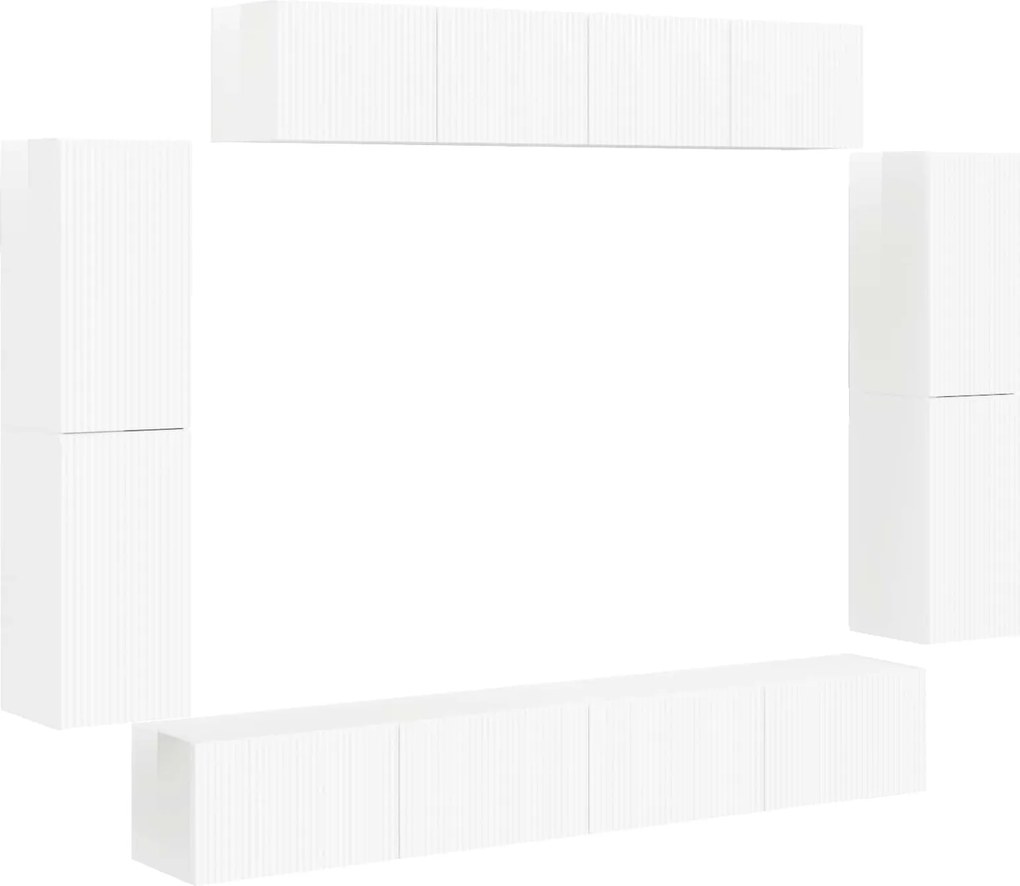 vidaXL Cabinet TV 8 pcs Alb lucios