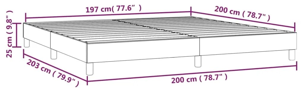 Cadru de pat box spring, cappuccino, 200x200cm, piele ecologica Cappuccino, 25 cm, 200 x 200 cm