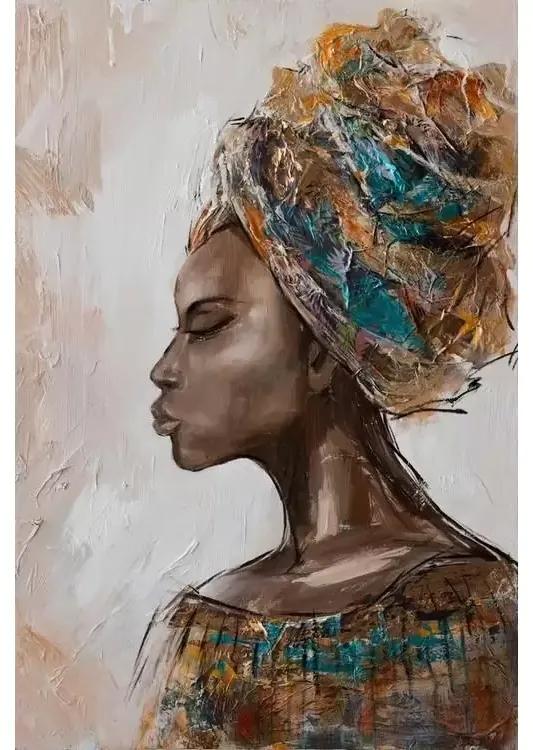 Tablou pictat manual African woman 120x80 cm