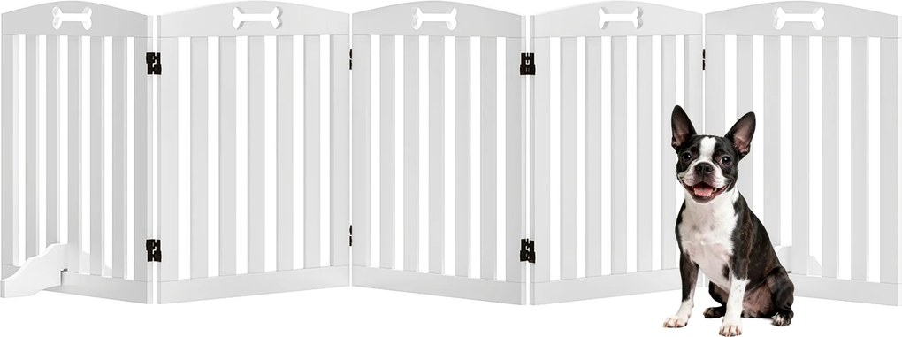 PawHut Poartă autoportantă pentru câini cu picioare de susținere, pentru deschideri de ușă, hol, scări, 258 x 30 x 61 cm, Alb | Aosom Romania