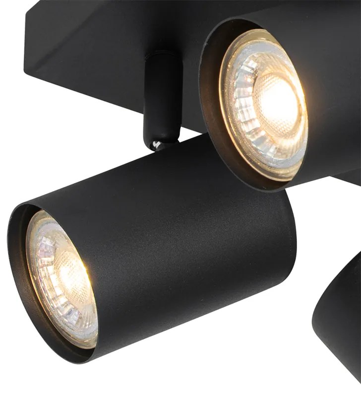 Plafoniera moderna ajustabila neagra cu 4 lumini patrata - Jeana