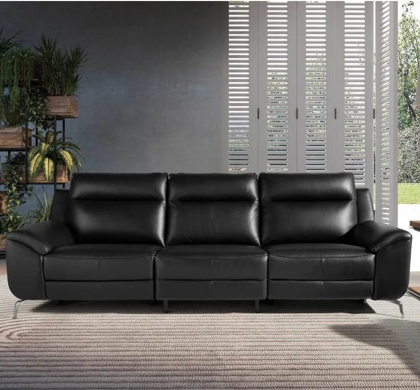 Canapea 3 locuri eleganta, design LUX cu functia relax Cowhide black