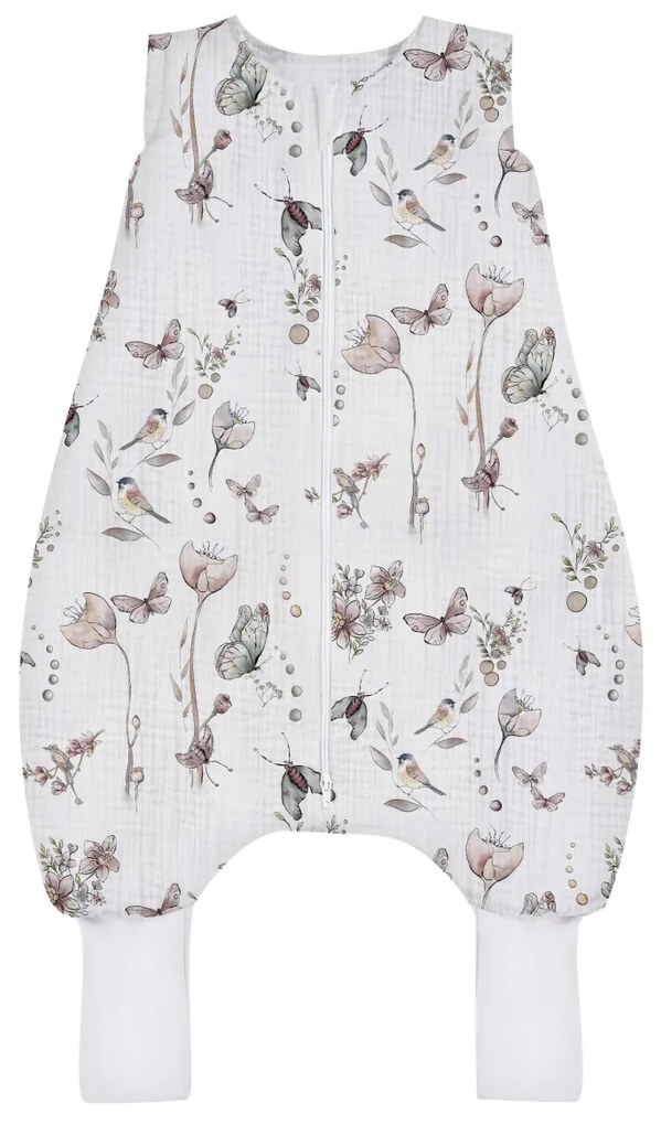 Sac de dormit cu picioare, bumbac muselina 0.5 Tog, Natura, S 86 92 98, 12-36 luni