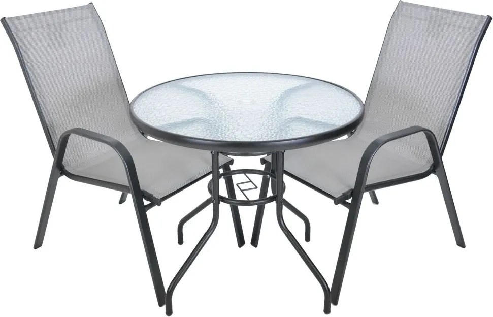 Masă de grădină ZWMT Ø 80 cm metal cu blat din sticlă