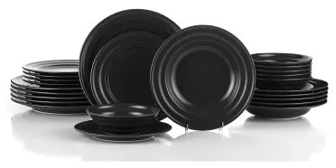 Set veselă 24 piese negru/porțelan