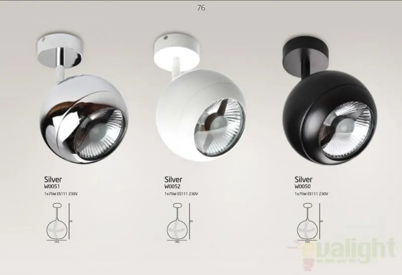 Spot directionabil Silver alb W0052 MX