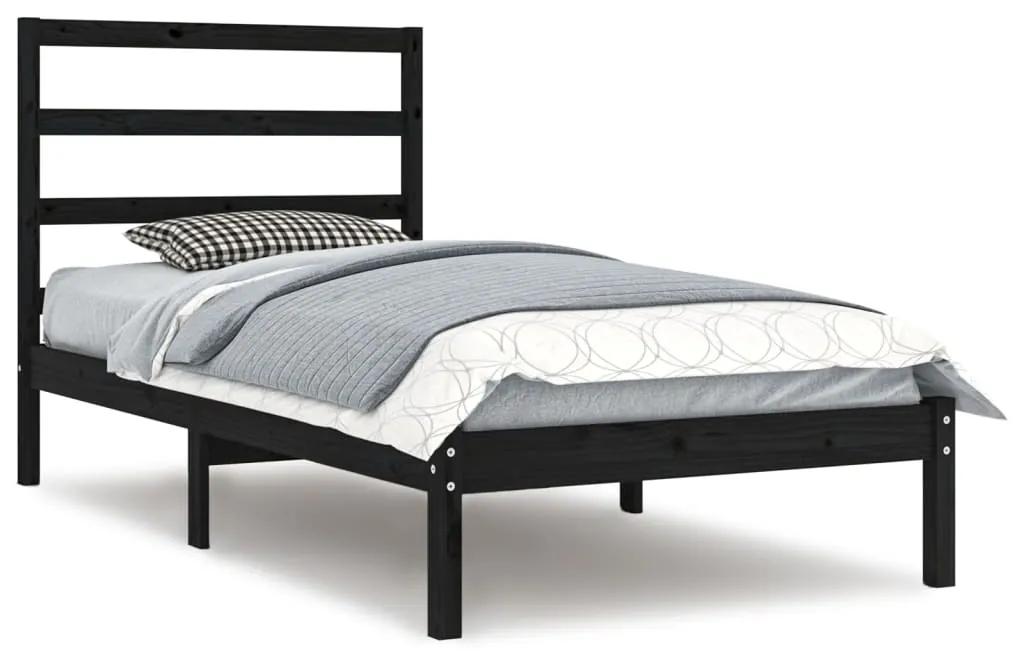 3104902 vidaXL Cadru de pat single, negru, 90x190 cm, lemn masiv