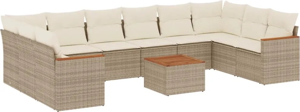 vidaXL Set canapele de grădină cu perne, 11 piese, bej, poliratan