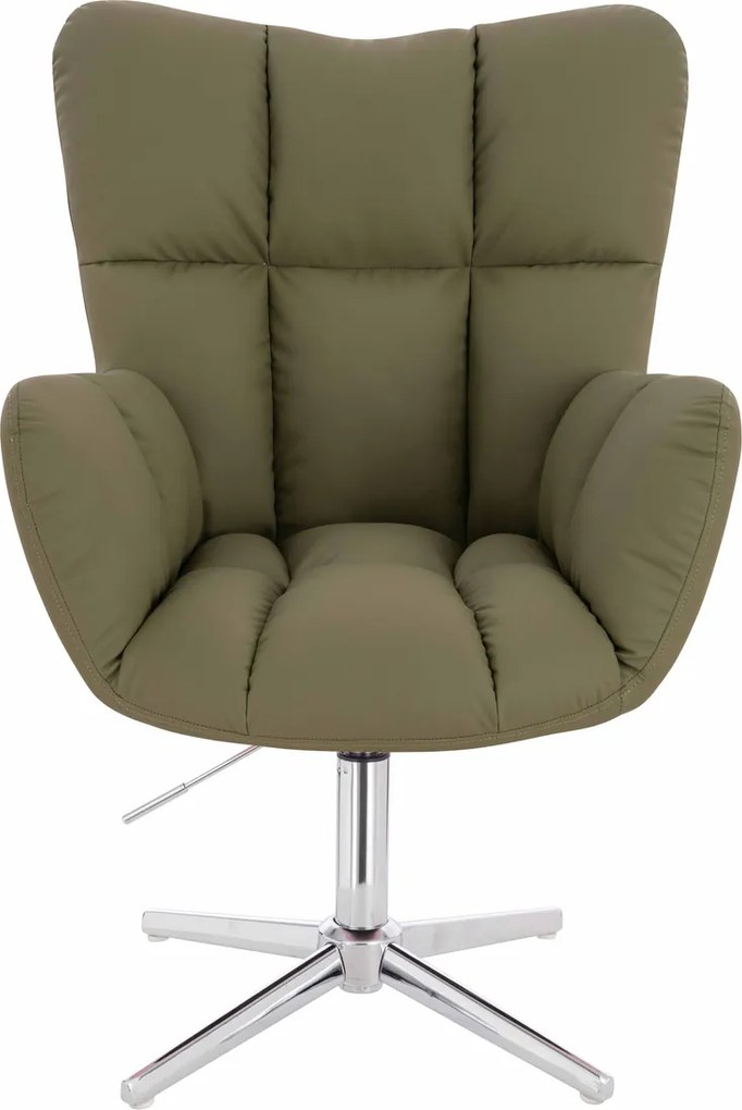 HR650CROSS Scaun Khaki Piele Ecologica Premium Soft cu Bază Cromata