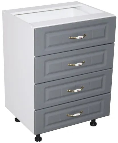 Corp inferior 60 cu 4 sertare Zebra MDF gri dungi