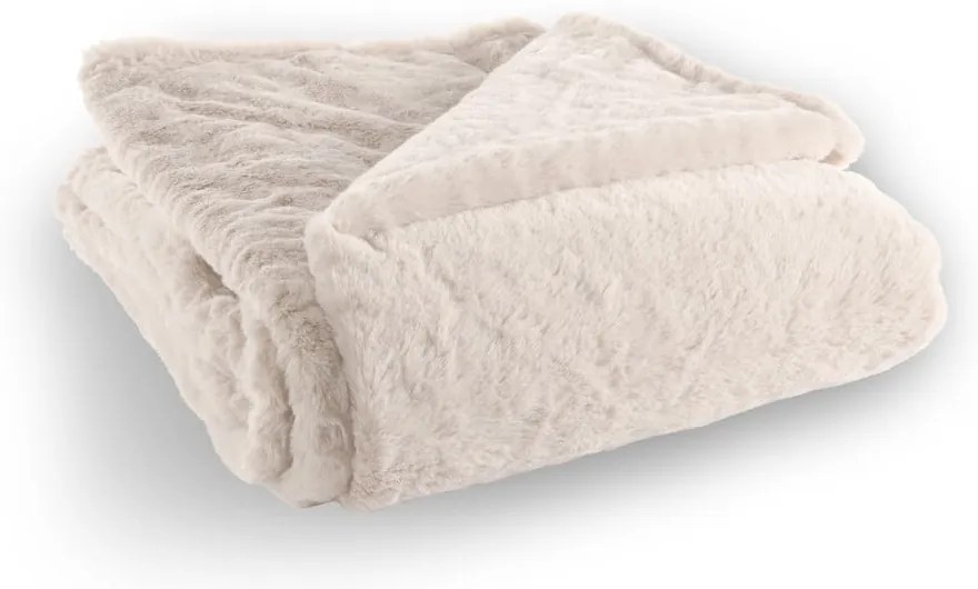 Pătură albă/bej din blană artificială 150x200 cm Ruby – Tiseco Home Studio