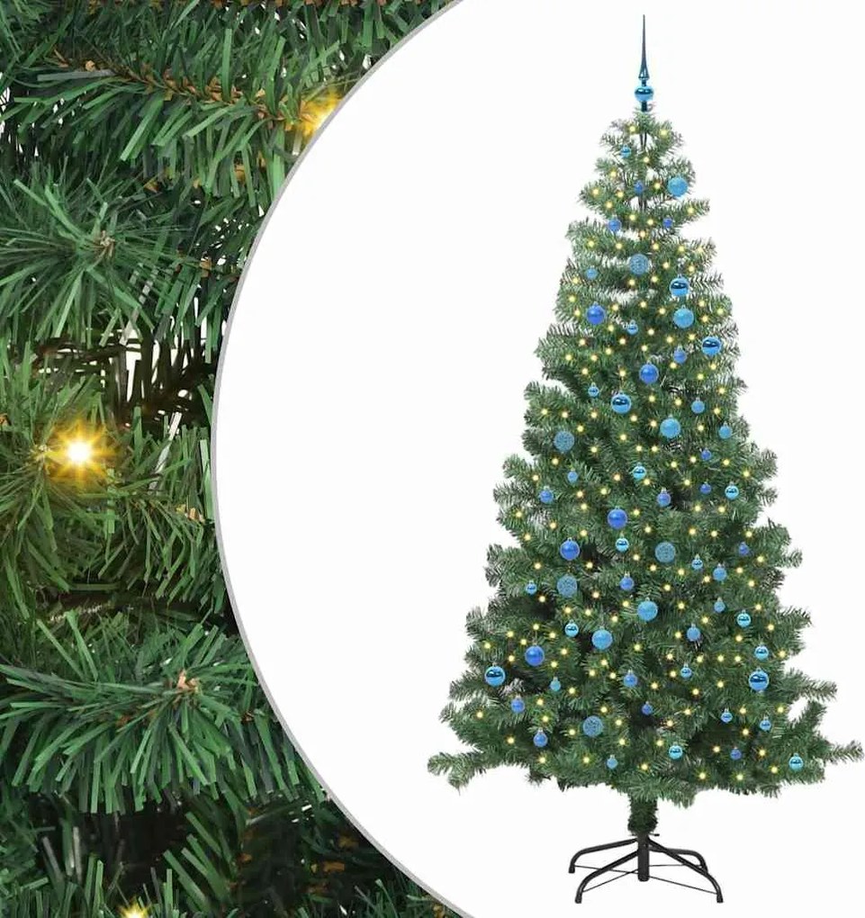 vidaXL Brad de Crăciun cu 300 LED cu suport Verde 240 cm PVC