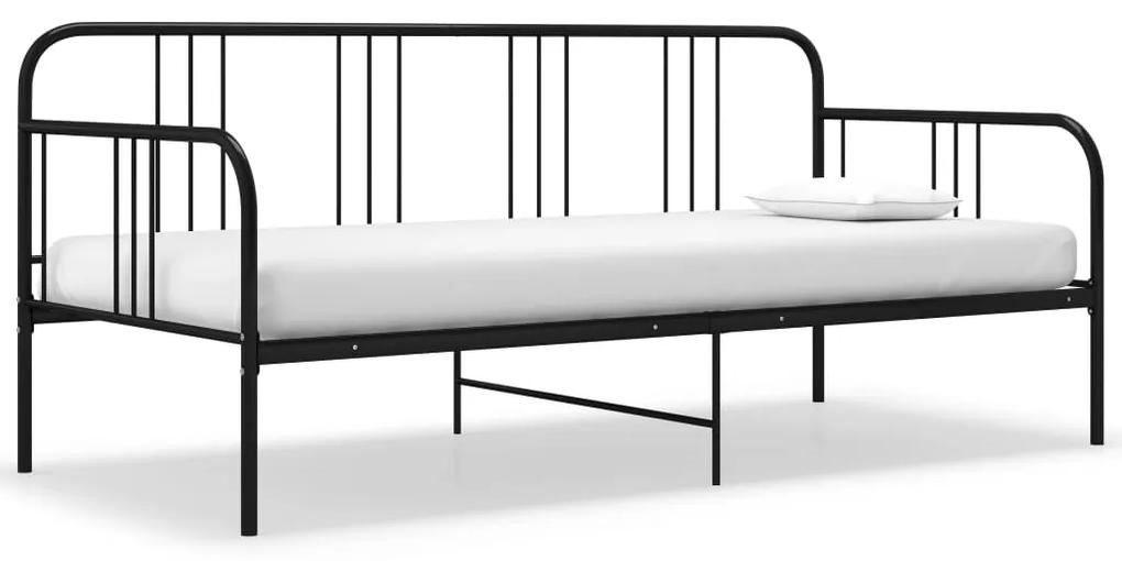 Cadru de pat canapea, negru, 90 x 200 cm, metal