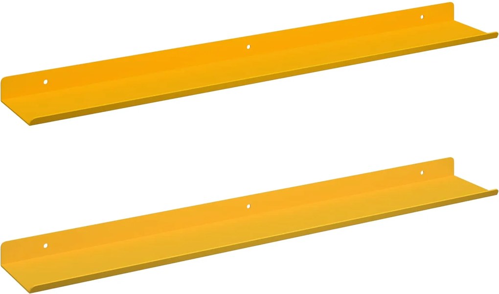 vidaXL Raft suspendat 2 pcs Galben muștar 60 x 9 x 2,5 cm Oțel