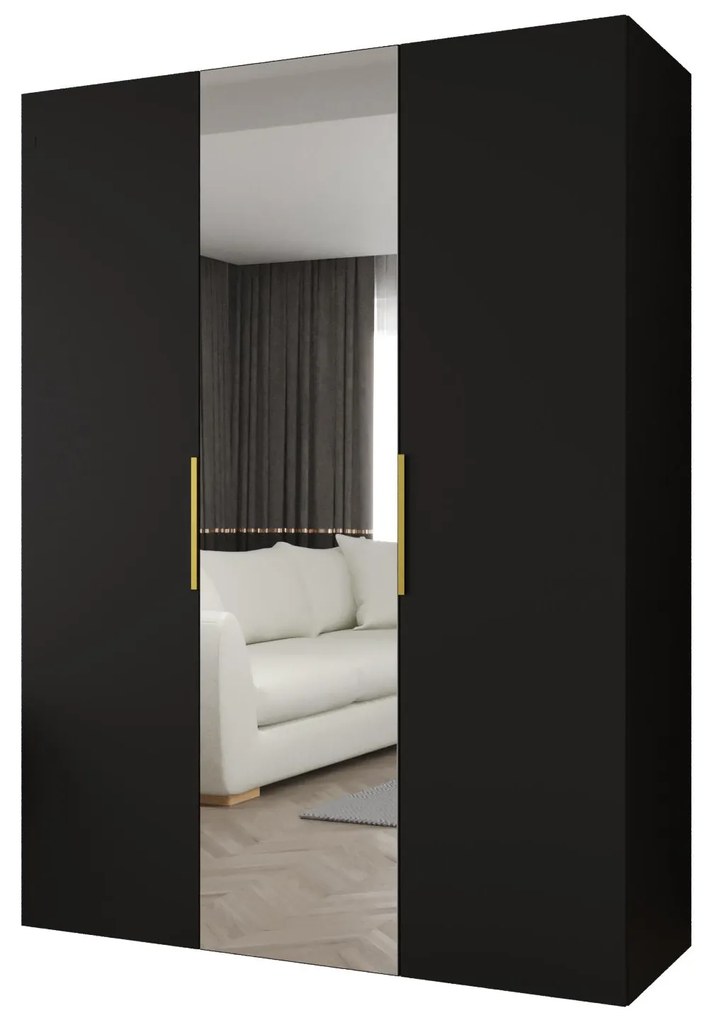 Dulap de haine 150 cm Mirabella 2 (Negru + Auriu). 1126409