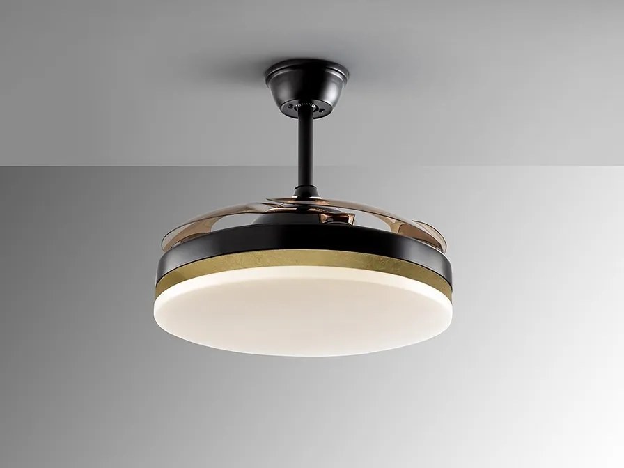 Lustra LED cu Ventilator si telecomanda, lame retractabile Vento negru/auriu