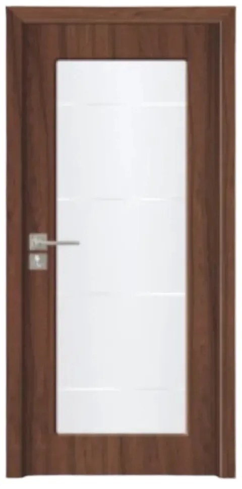 Usa Interior din MDF Novo Doors ND110-1, Cadru din Lemn Masiv, Geam Sablat, KIT COMPLET, Toc , Manere si balamale incluse (Culoare: Wenge, Toc: