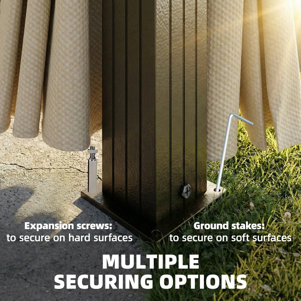 Outsunny Pavilion de grădină aprox. 3 x 3 m pavilion din aluminiu cu acoperiș din oțel Hardtop plasă anti-țânțari 4 părți, UPF50+ | Aosom Romania