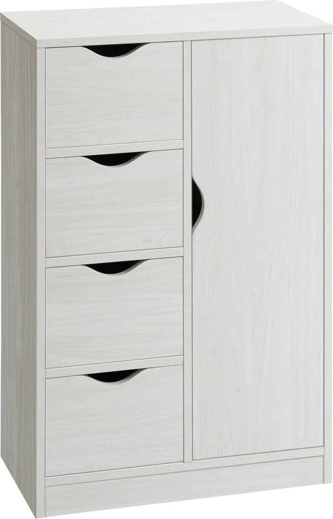 HOMCOM Mobilier Dulap Baie cu 4 Sertare si 2 Niveluri, Modern si Practic pentru Baie, Alb | Aosom Romania