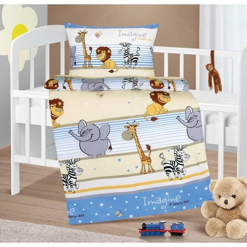 Bellatex Lenjerie de pat din bumbac Agata Safarialbastru, 90 x 135 cm, 45 x 60 cm