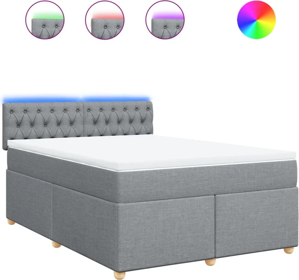 vidaXL Pat continental, gri deschis, 140x200 cm, material textil