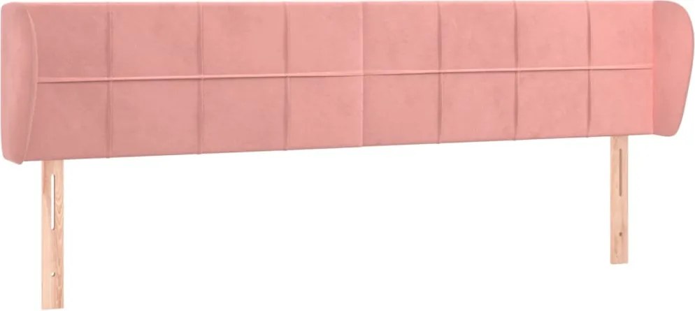 vidaXL Tăblie de pat cu aripioare roz 183x23x78/88 cm catifea