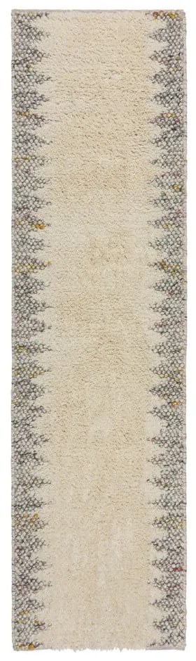 Covor tip traversă gri/crem țesut manual din amestesc de lână 60x230 cm Minerals Border – Flair Rugs