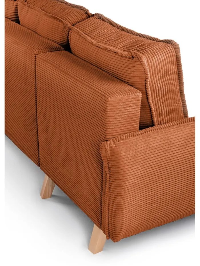 Colțar portocaliu extensibil cu tapițerie din catifea reiată (cu colț variabil) Tori – Bonami Selection