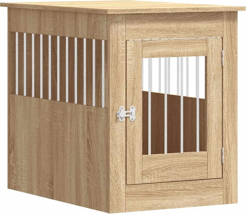 vidaXL Ladă pentru câini, stejar sonoma, 55x80x68 cm, lemn compozit