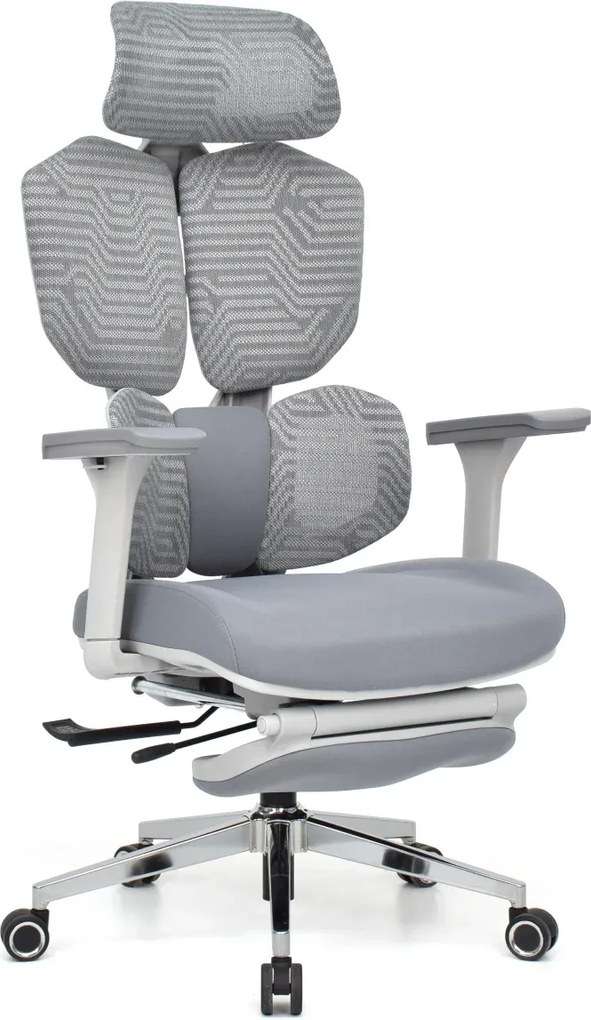 Scaun Ergonomic ProMesh X4D – Tetieră 4D, Suport Lombar Reglabil, Cotiere 4D, Sezut Translatie, Reclinare, Suport Picioare, Mesh, Gri