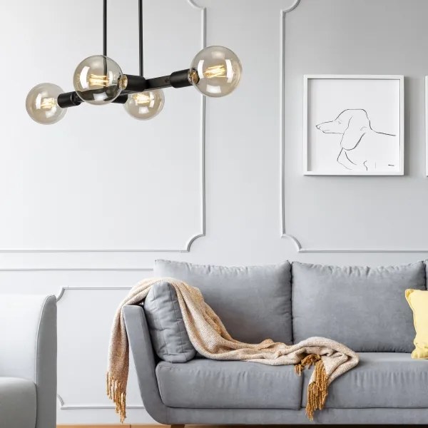 Lustră pe tijă ASTRID 4xE27/60W/230V negru