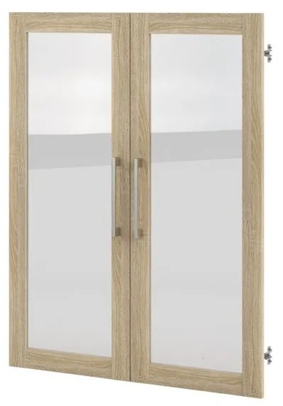 Dulap Modulo 89 x 40 x 113 cm, uși din sticlă, stejar sonoma / transparent