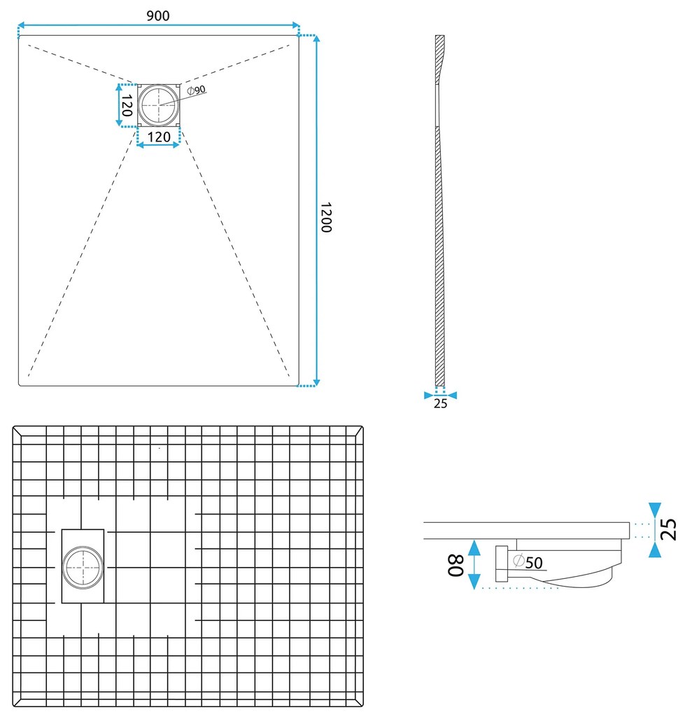 Cada de dus Magnum Alb 120x90cm, Rea