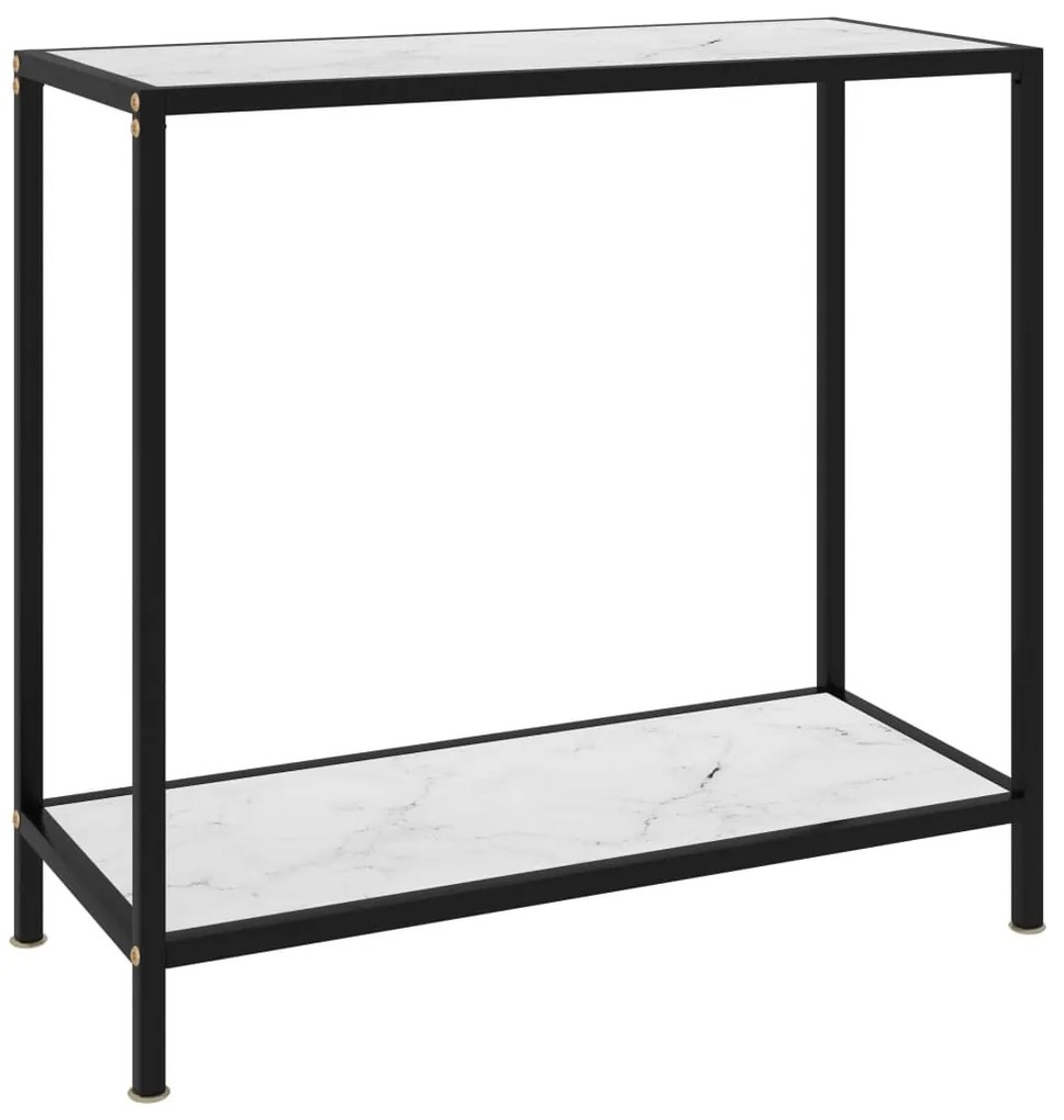 vidaXL Masă consolă, alb, 80 x 35 x 75 cm, sticlă securizată