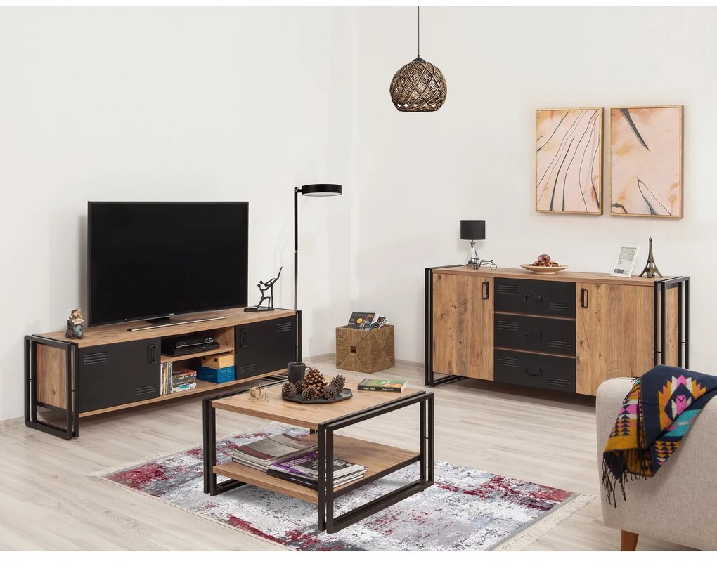 Mobilier living Cosmopolitan 1 (Pin atlantic + Negru). 1089383
