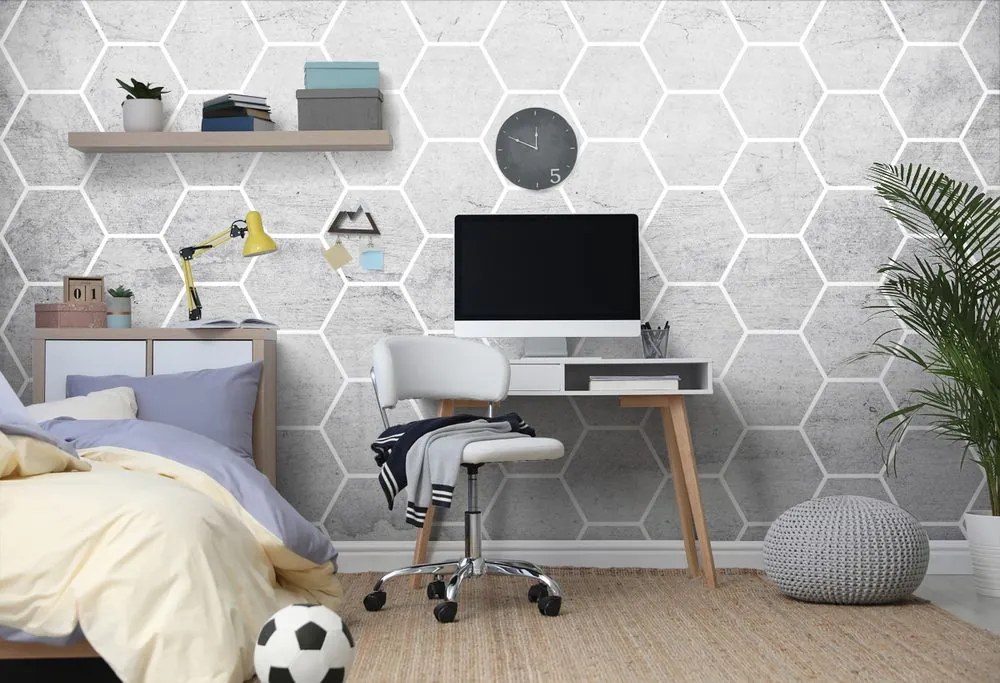 Tapet model hexagonal gri