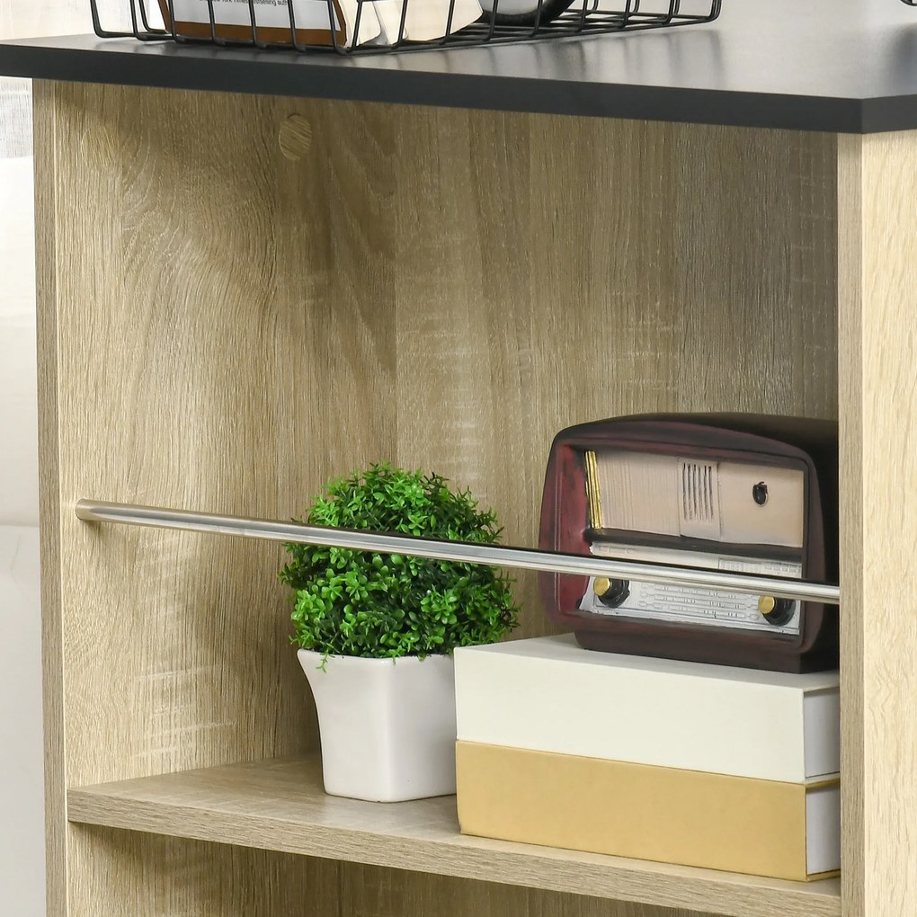 HOMCOM Masă de bar masă înaltă pentru bucătărie masă tip bar - dim. 112L x 57l x 106H cm - 3 rafturi - aspect stejar deschis/negru | Aosom Romania