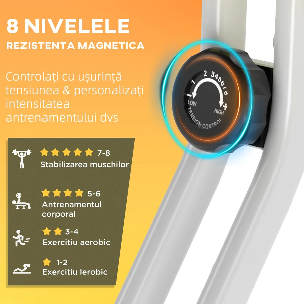 HOMCOM Cyclette Magnetică Pliabilă, Reglabilă pe Înălțime și Intensitate, Antrenament Cardio, Galbenă | Aosom Romania