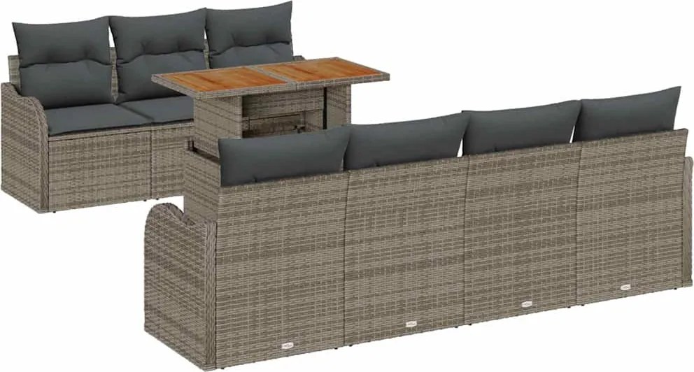 vidaXL Set de canapele pentru grădină 8 pcs Gri Rattan poli