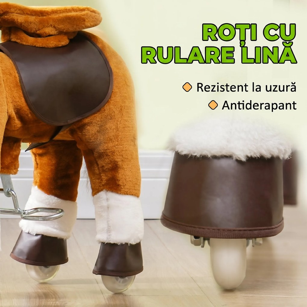 AIYAPLAY Căluț pentru Copii cu Sunete Realiste, Maro | Aosom Romania