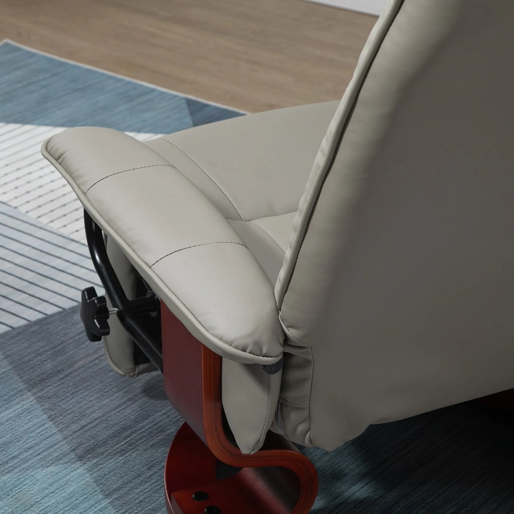 HOMCOM Fotoliu relax Fotoliu TV Fotoliu recliner Piele ecologică Scaun rotativ 360° Înclinat 145° Gri 78 x 87 x 100 cm | Aosom Romania