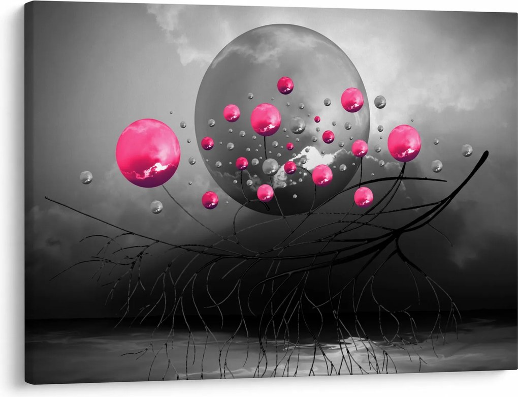 Tabloul cu bile abstracte roz (70x50 cm)
