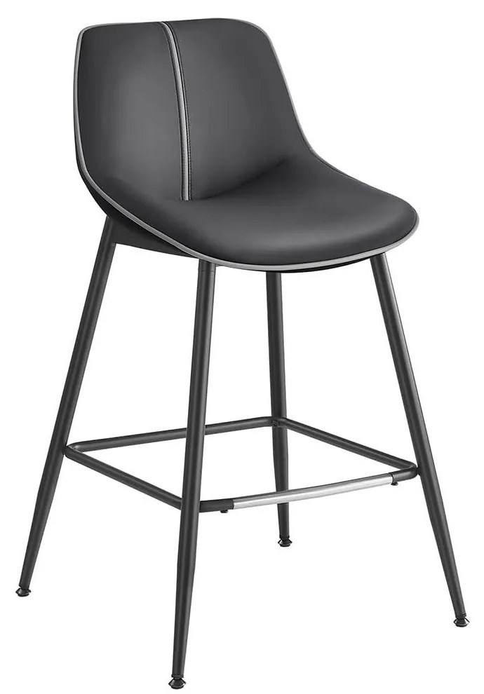 Scaune de bar set de 2 cu spatar ergonomic, inaltime scaun 62 cm, negru
