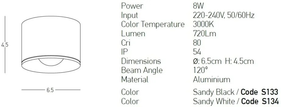 Plafoniera LED pentru iluminat exterior, design modern IP54 Rengo alb 6,5cm