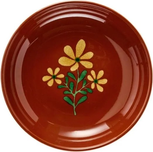 Bol din ceramică pictată manual cu motive florale folk, D19×H5 cm, „Aya"
