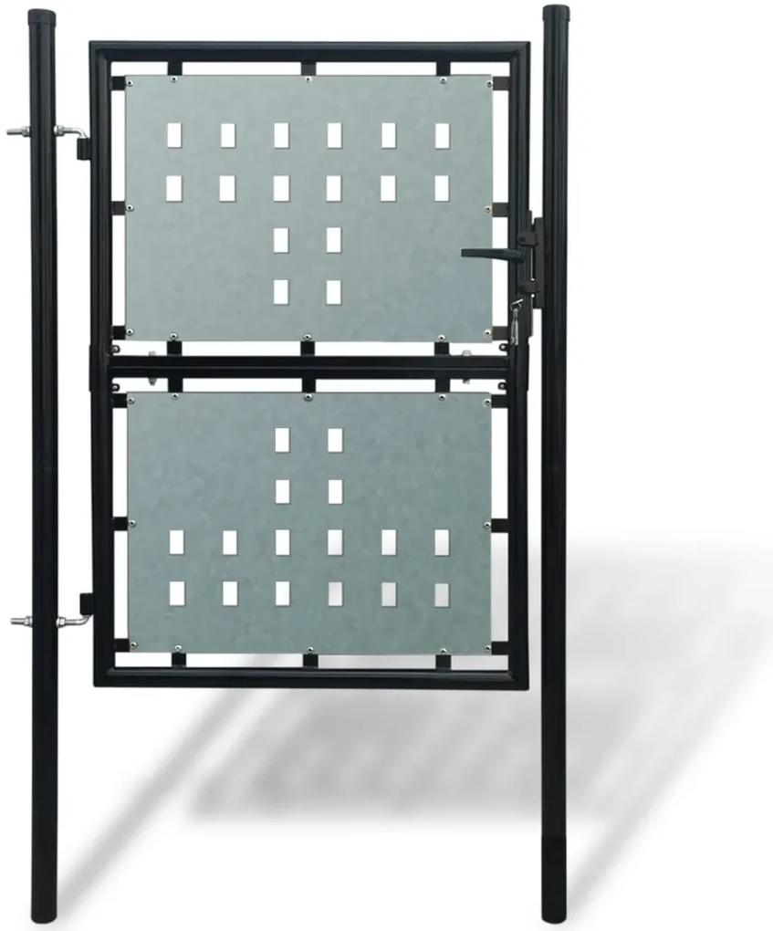 Poarta de gard cu o usa, negru, 100x250 cm Negru, 100 x 250 cm