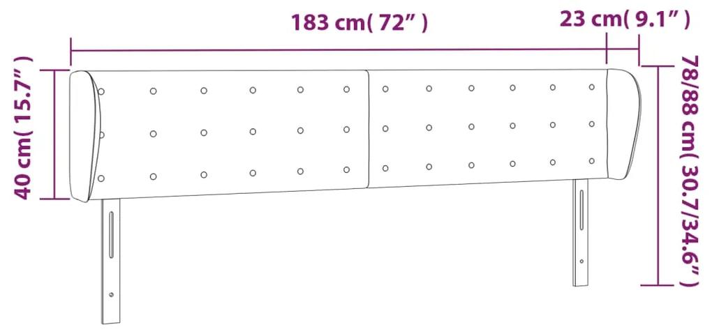Tablie de pat cu aripioare gri 183x23x78 88 cm piele ecologica 1, Gri, 183 x 23 x 78 88 cm