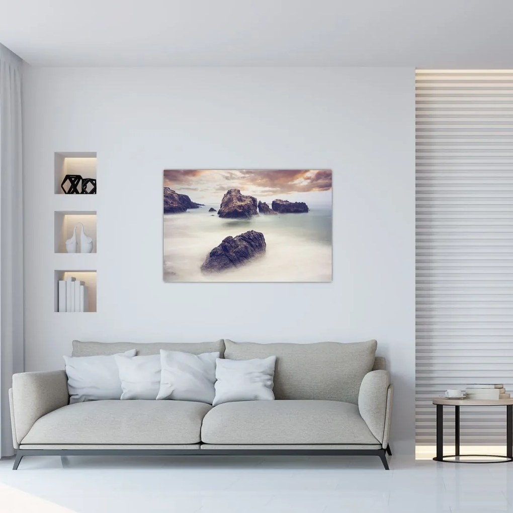 Tablou cu stânci în ceață (90x60 cm)